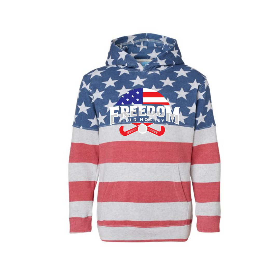 freedom field hockey- youth flag hooded sweatshirt
