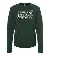 Grimm & Bare It- forest green crew with reaper