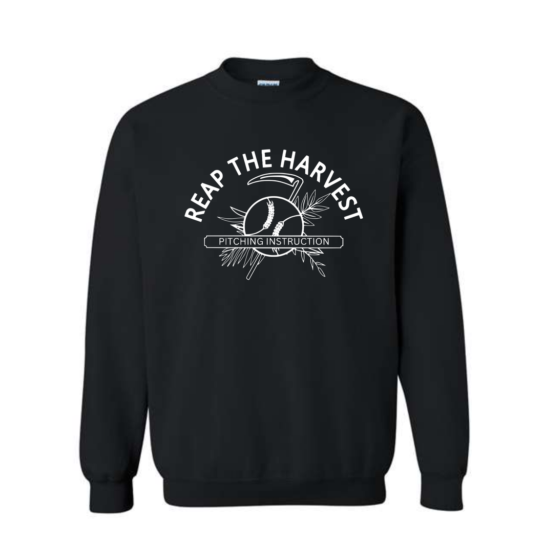 RTH original white logo on black crewneck sweatshirt