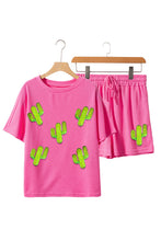 Load image into Gallery viewer, Waffle-Knit Round Neck Top and Shorts Set
