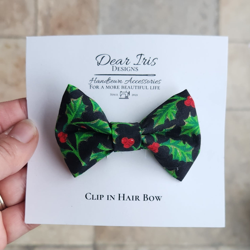 Green Holly Bow Small
