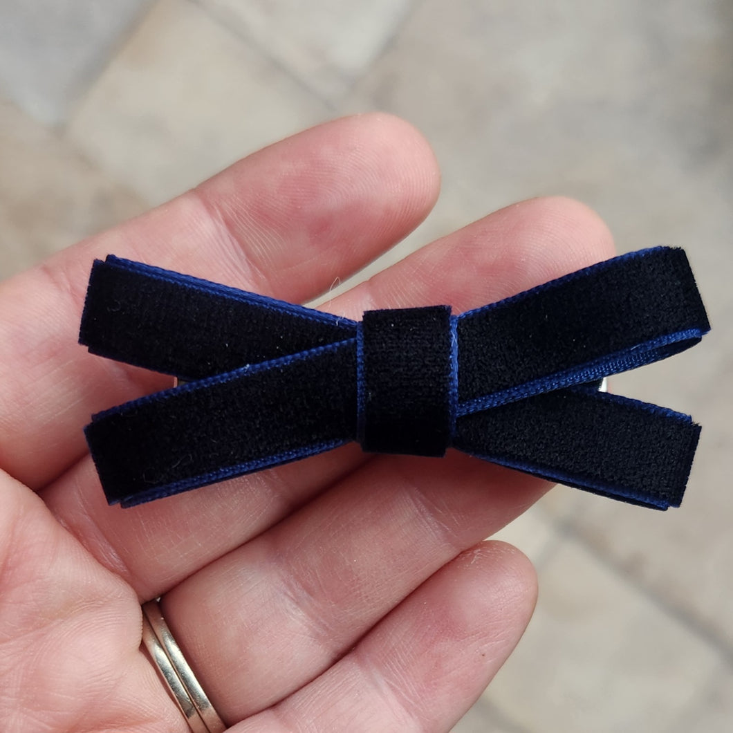 Navy Velvet Bow