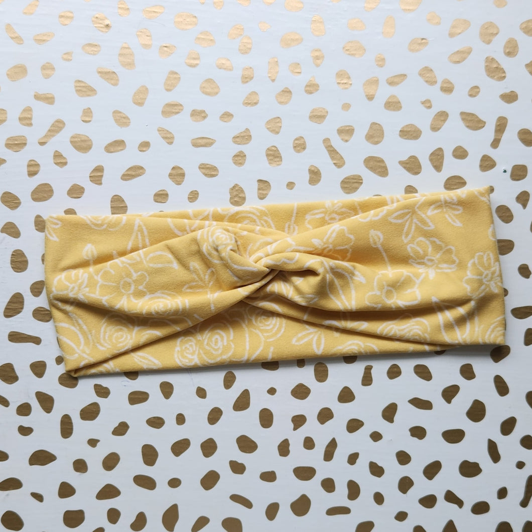 Yellow Floral Soft Stretch Headband