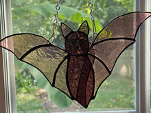Load image into Gallery viewer, Stained Glass Hanging Catty Bat - Purple
