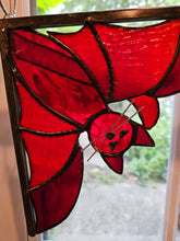 Load image into Gallery viewer, Stained Glass Corner Hanging Catty Bat - Red
