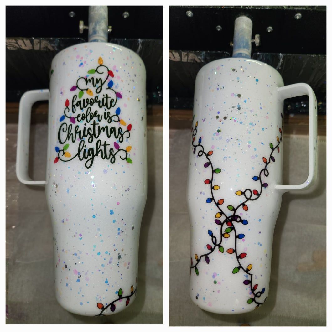 Favorite Color Christmas Lights Tumbler 24 oz. with Handle