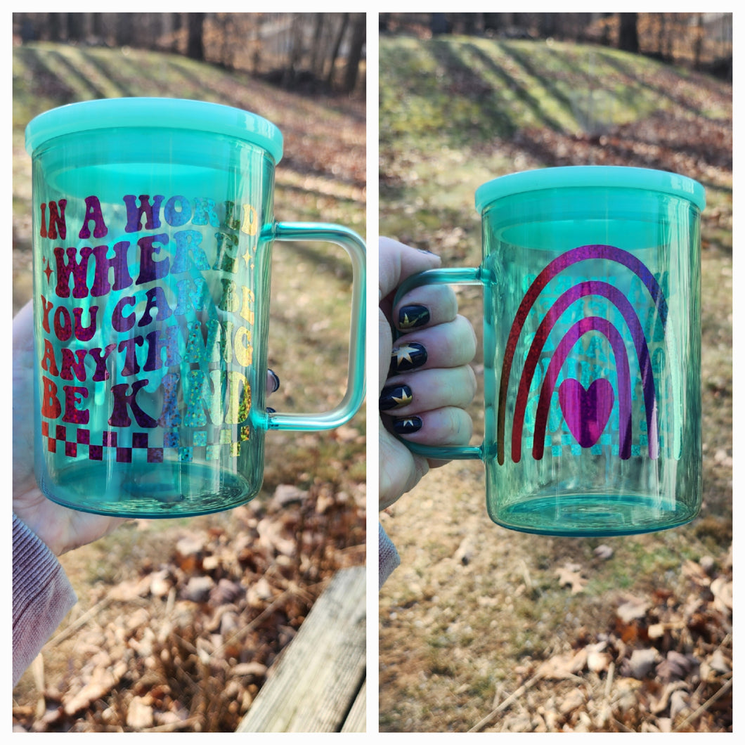 Be Kind Glass Mug - Jelly Green