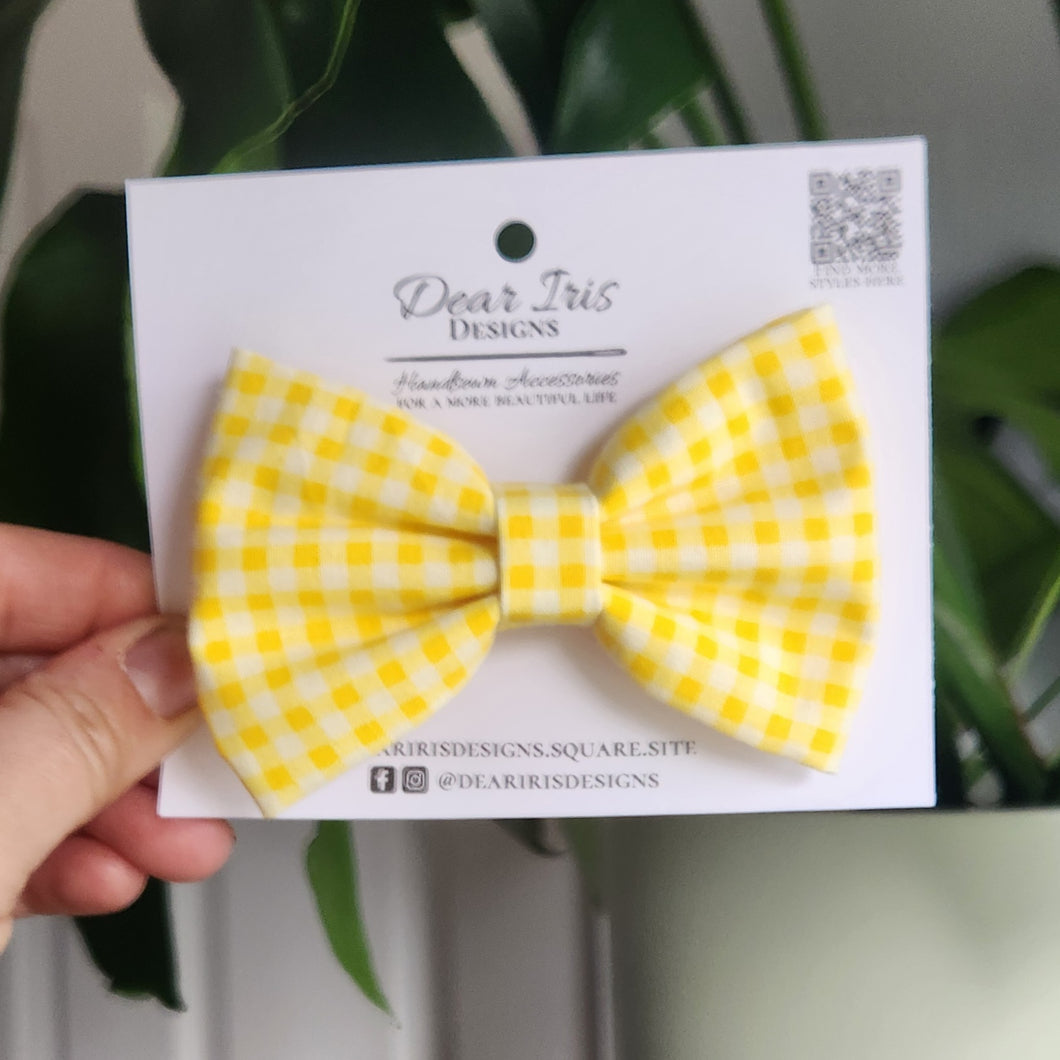 Yellow Gingham clip in Bow
