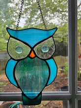 Load image into Gallery viewer, Stained Glass Blue Owl Suncatcher
