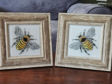 Load image into Gallery viewer, Hand Painted Fused Glass Tile -  Bee 4"x 4"
