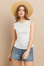 Load image into Gallery viewer, Ces Femme Striped Round Neck Tank
