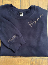 Load image into Gallery viewer, Mama crewneck- custom embroidery sweatshirt- (10-15 BUSINESS DAY turnaround).
