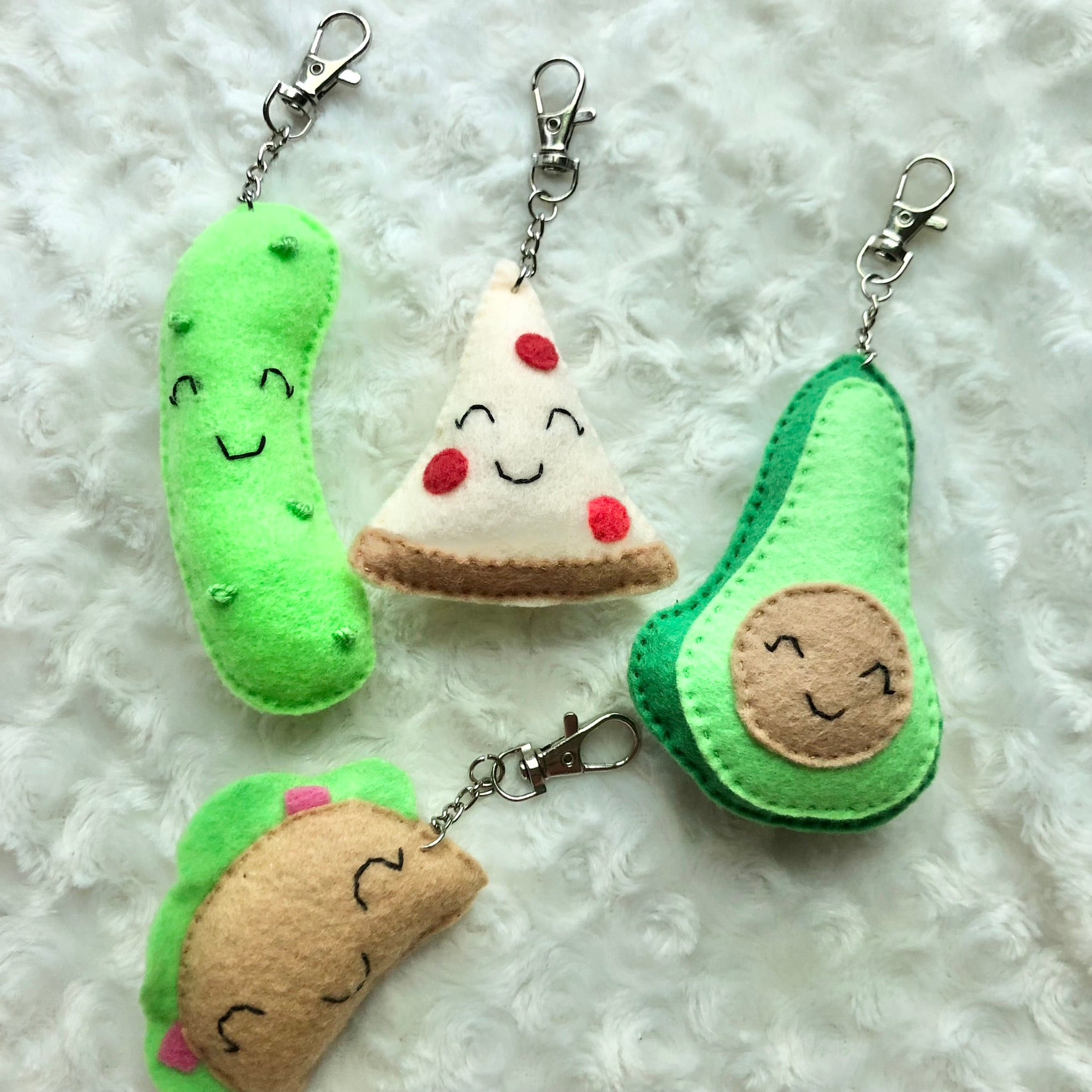 Felt Food Keychains- Pizza, Taco, Pickle, Avocado – Tidal Salt Co
