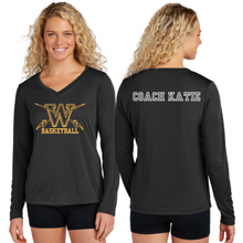 Load image into Gallery viewer, Winfield rec basketball- coach long sleeve tee- ladies fit
