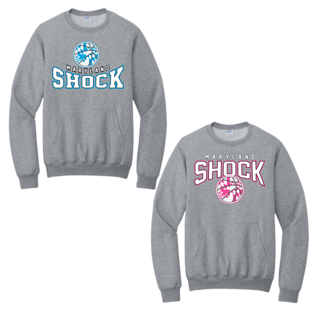 Shock travel basketball-pocket crewneck sweatshirt- gray