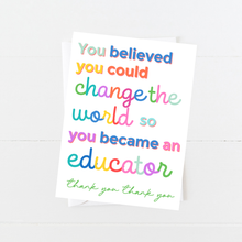 Load image into Gallery viewer, Teacher Appreciation Card | Best Teacher Greeting Card: "Teacher" / Single Card
