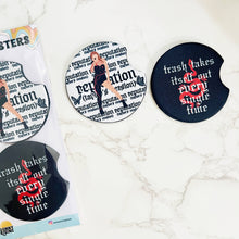 Load image into Gallery viewer, 2 Car Coasters, Trash Takes Itself Out
