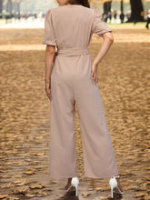Load image into Gallery viewer, Tied Short Sleeve Wide Leg Jumpsuit
