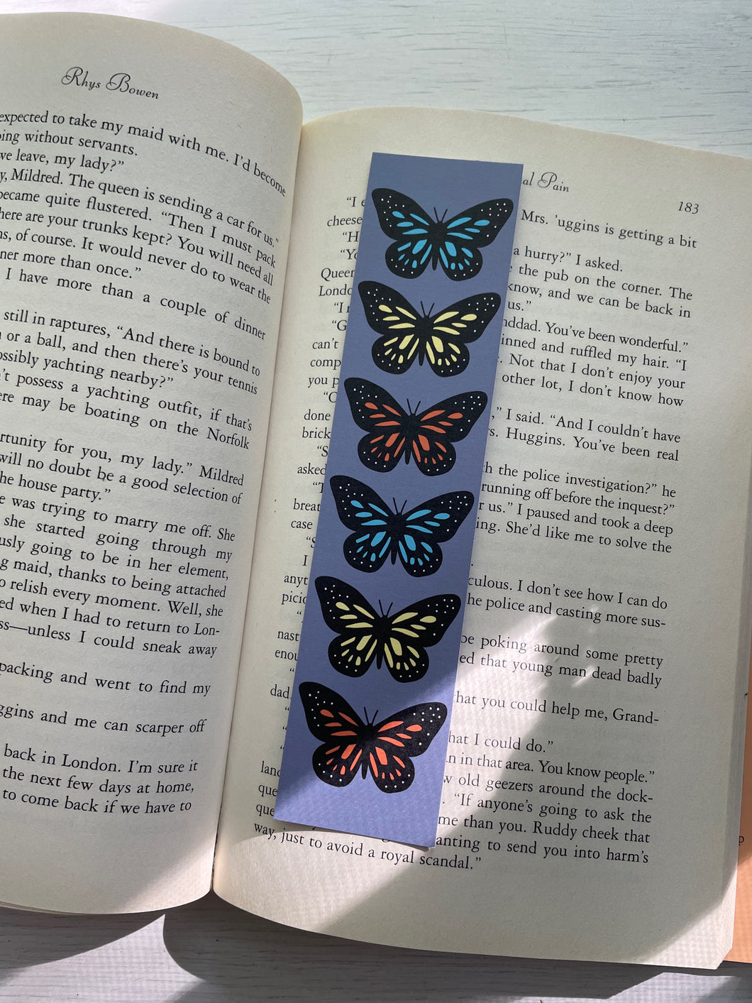 Butterfly Bookmark | Blue, Orange, Yellow Butterflies | Botanical Bookmark | Book Club | Pretty Bookmark | Gift Idea for Reader