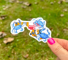 Load image into Gallery viewer, Blue Crab State of Mind Watercolor Sticker
