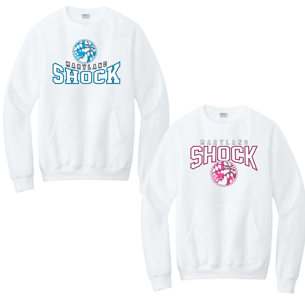 Shock travel basketball-pocket crewneck sweatshirt- white