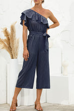 Load image into Gallery viewer, Ruffled Single Shoulder Tie Waist Jumpsuit
