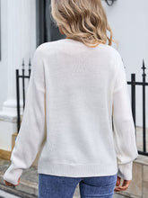 Load image into Gallery viewer, Crochet Flower Round Neck Sweater
