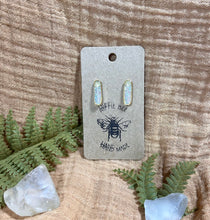Load image into Gallery viewer, Iridescent glitter gold drop stud earrings
