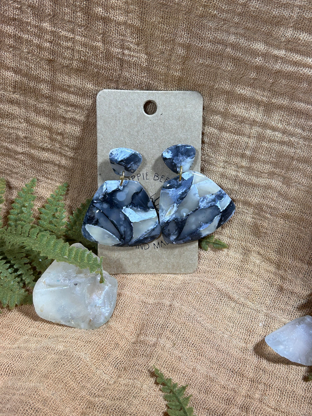 Simulated black quartz chandelier earrings