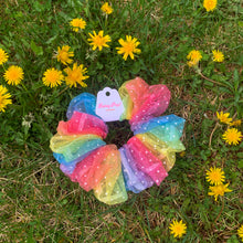 Load image into Gallery viewer, Rainbow &quot;Big Top&quot; XXL Scrunchie -Oversized Scrunchie Flower Print -Chiffon Scrunchie Boho Scrunchie for Spring Flor
