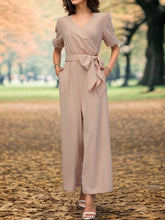 Load image into Gallery viewer, Tied Short Sleeve Wide Leg Jumpsuit
