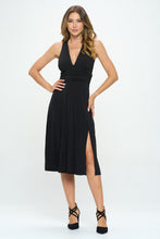 Load image into Gallery viewer, RENEE C Ruched Waist Sleeveless Slit Dress
