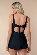 Load image into Gallery viewer, White Birch Full Size Sleeveless Tie Back Performance Knit Swim Dress
