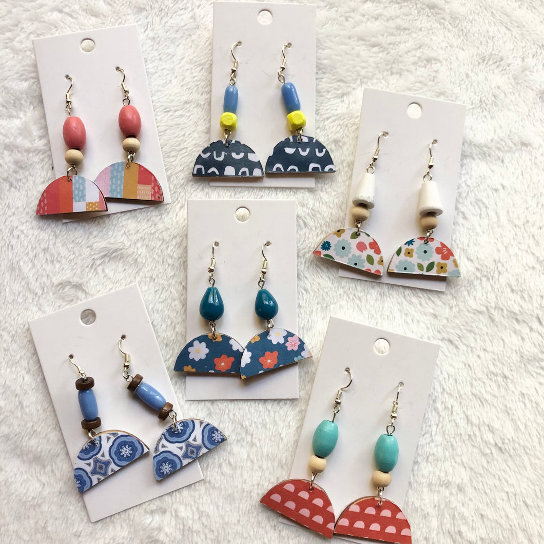 Patterned Half Moon Earrings
