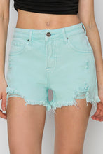 Load image into Gallery viewer, RISEN Mid Waist Frayed Hem Denim Shorts

