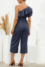Load image into Gallery viewer, Ruffled Single Shoulder Tie Waist Jumpsuit
