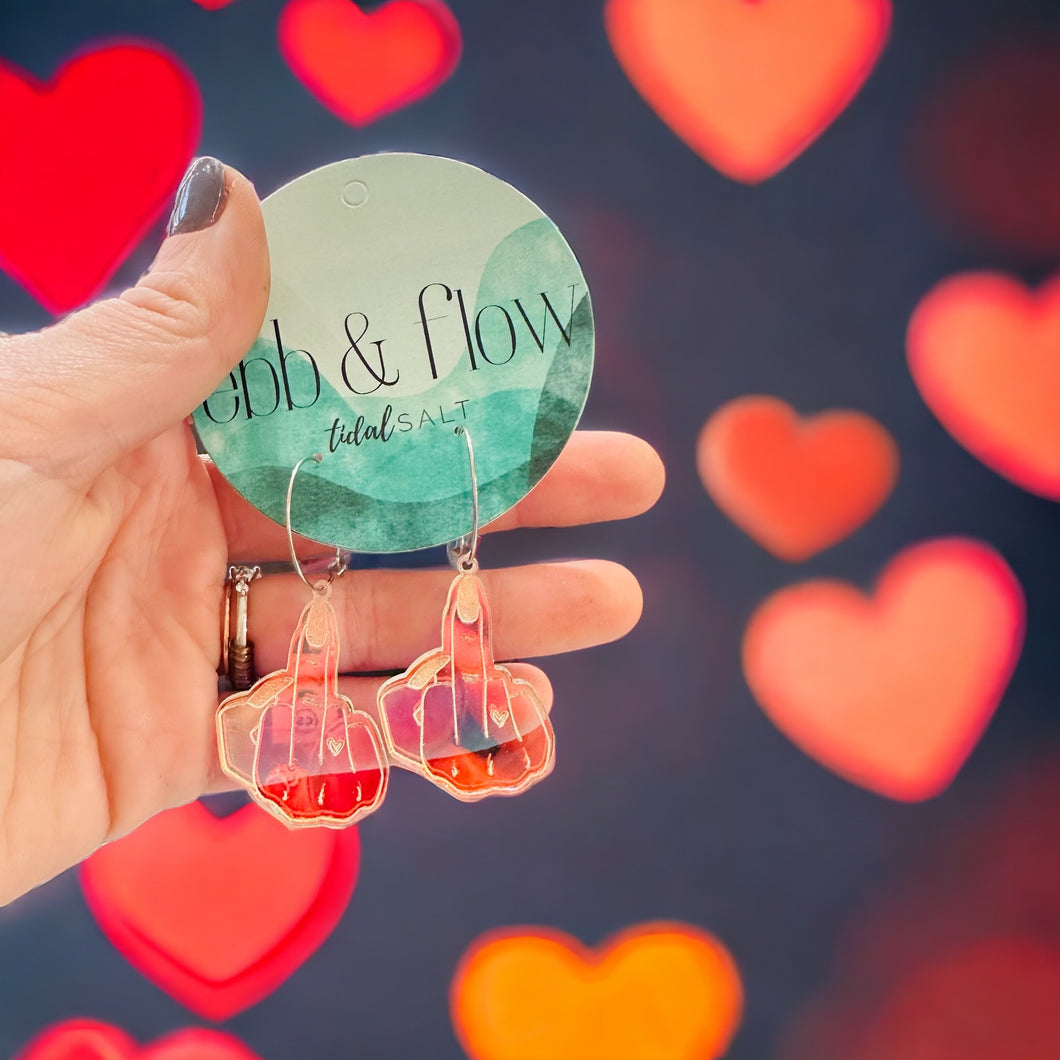 Middle finger dangle earrings