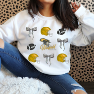 Winfield Cavalier football watercolor bows-  tee, long sleeve, hoodie, crewneck-white