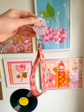 Load image into Gallery viewer, Pink Strawberry Wristlet Keychain
