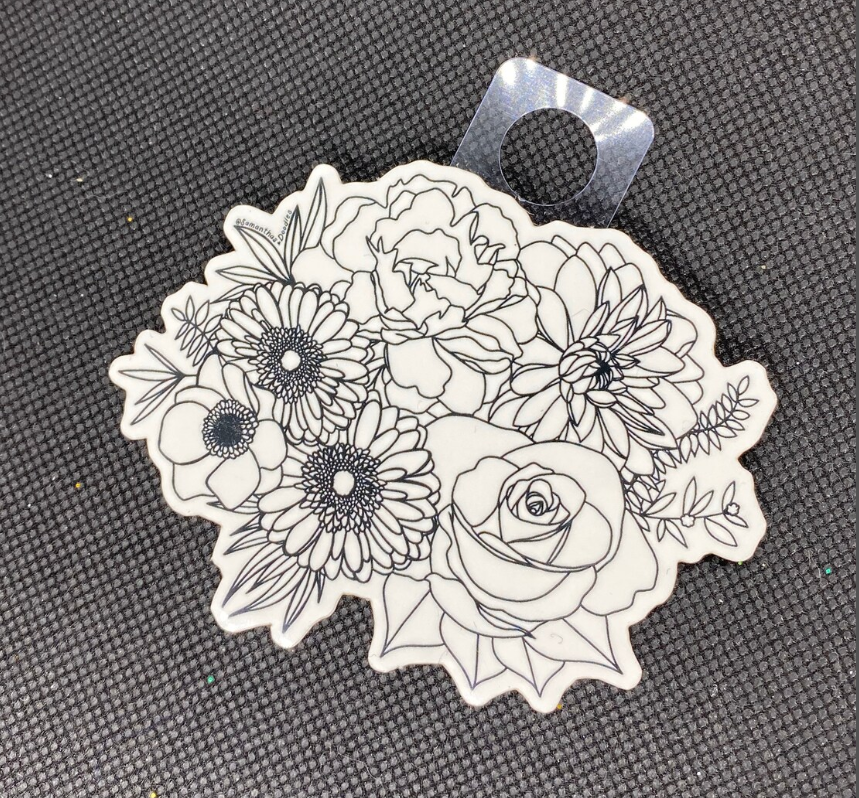 Black and White Flower Sticker