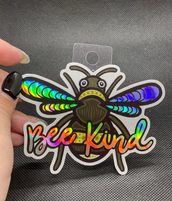 Holographic Bee Kind Sticker