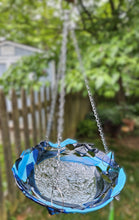 Load image into Gallery viewer, Fused Glass Hanging Bird Feeder/Bath - Shades of Blue
