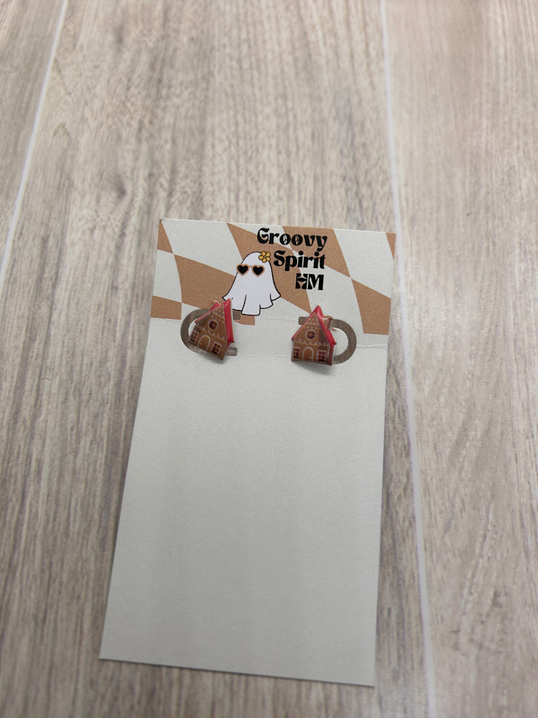 Gingerbread house stud earrings