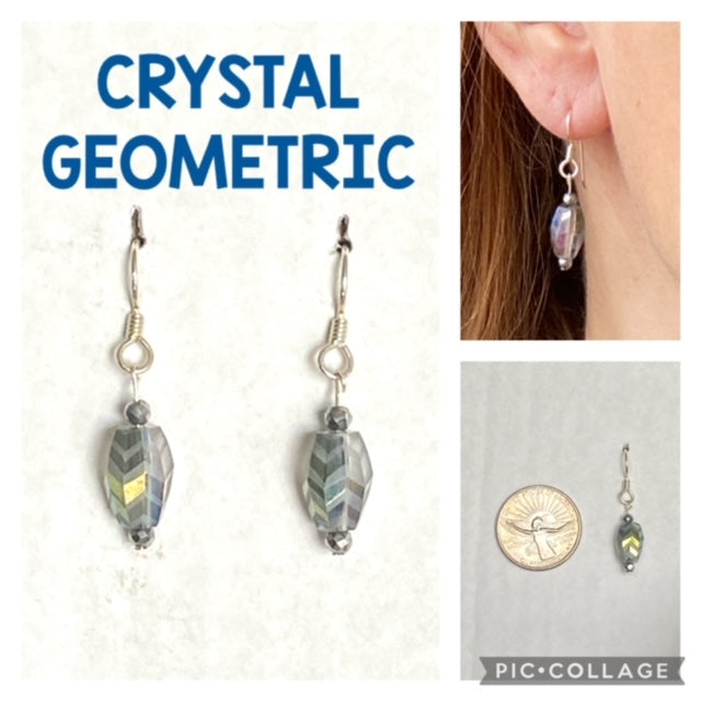 Crystal Geometric Beaded Drop Earrings