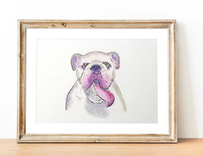 English bull dog watercolor 8x10 print