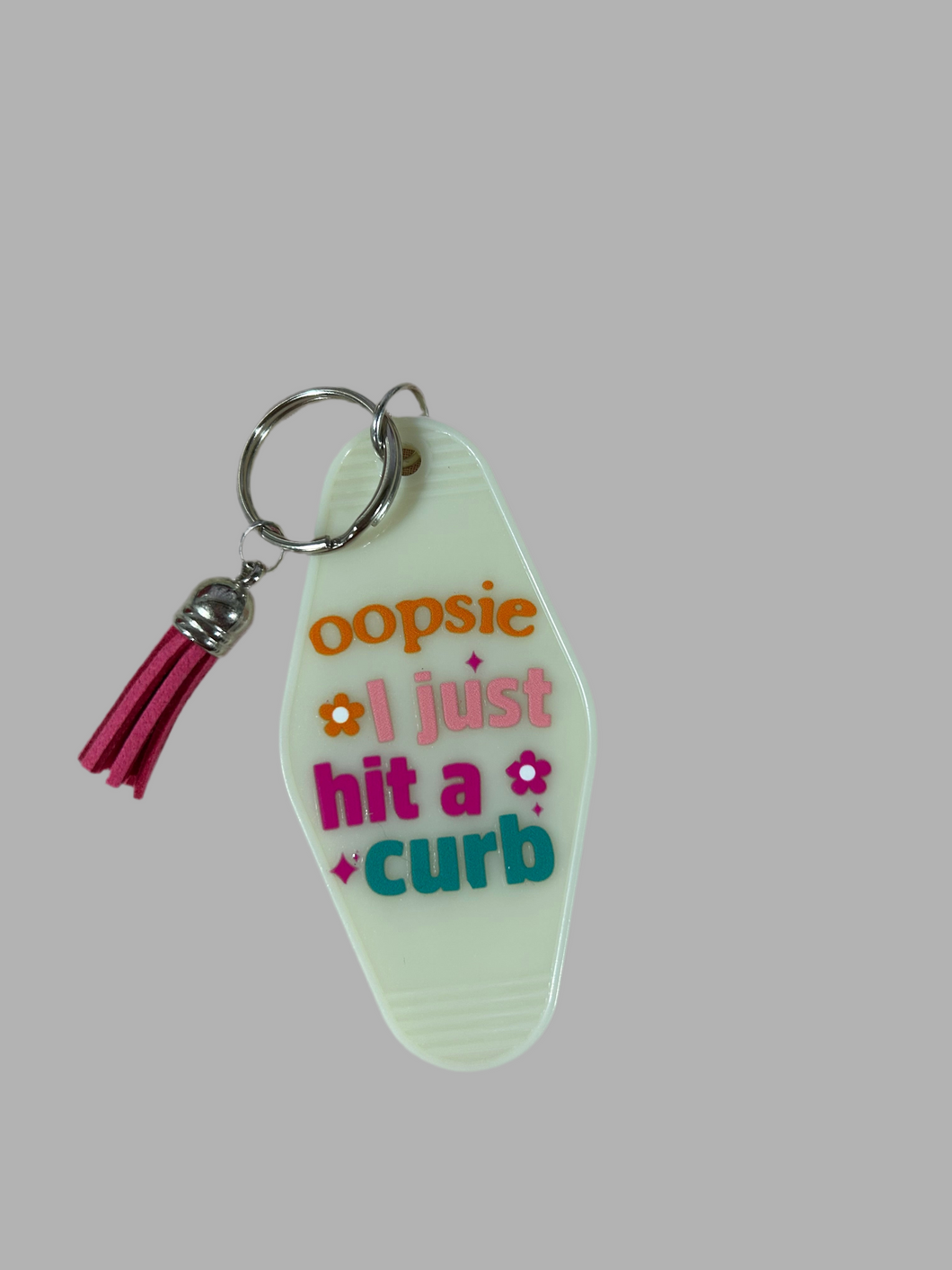Hit a curb keychain