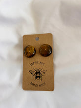 Load image into Gallery viewer, Polished Tigers Eye round cabochon stud earrings
