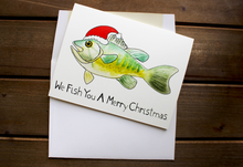 Load image into Gallery viewer, We Fish You A Merry Christmas -- Winter Holiday Watercolor Greeting Card
