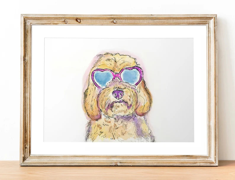 Goldendoodle watercolor 8x10 print