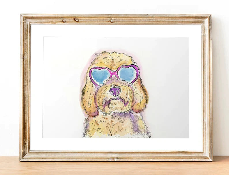 Goldendoodle watercolor 5x7 print